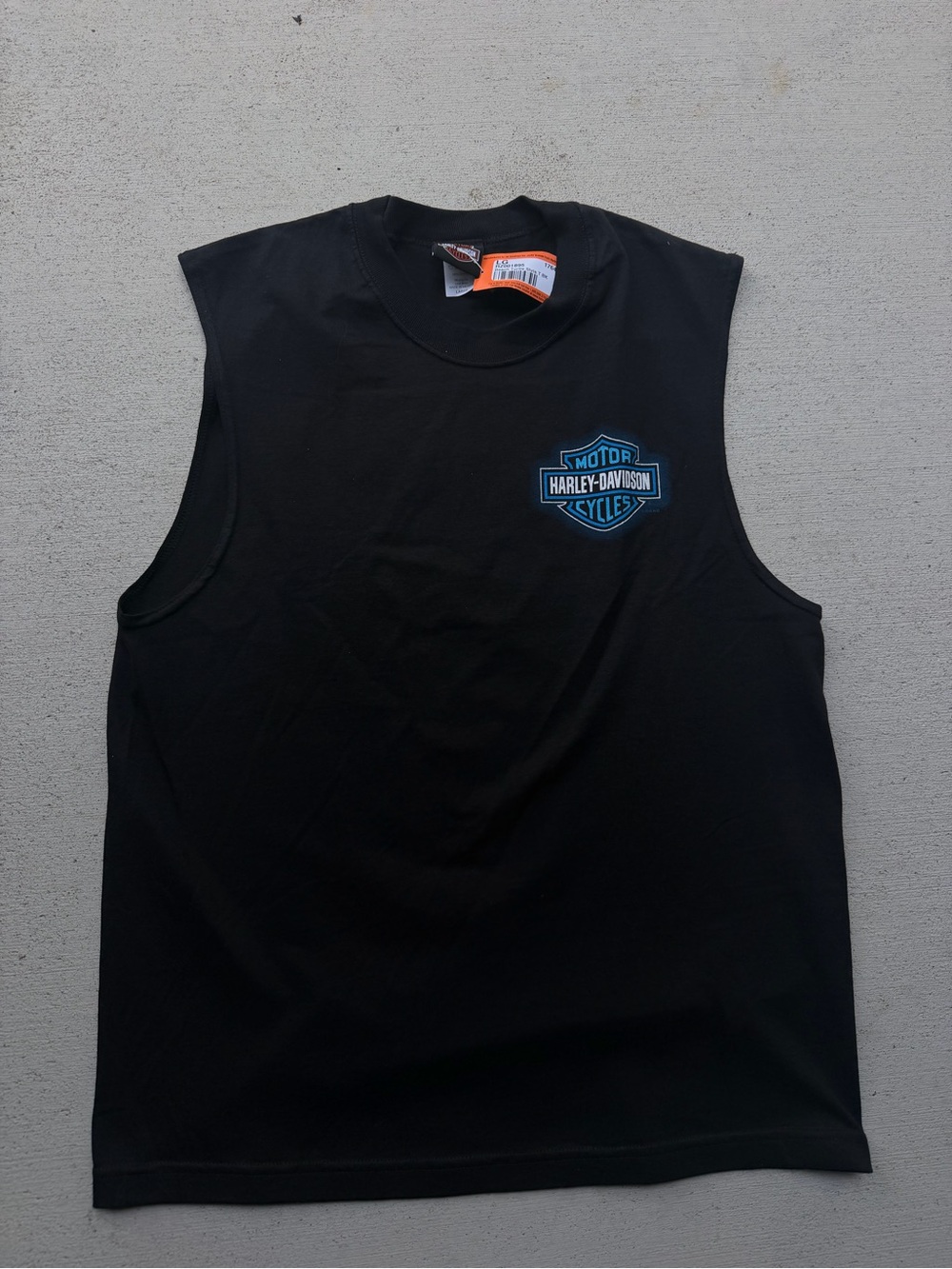 Harley-Davidson Black Tank with Blue Logo Patch